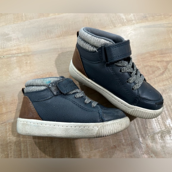 Carters navy blue brown leather high top supportive sneaker tennis shoes boys - Picture 14 of 14